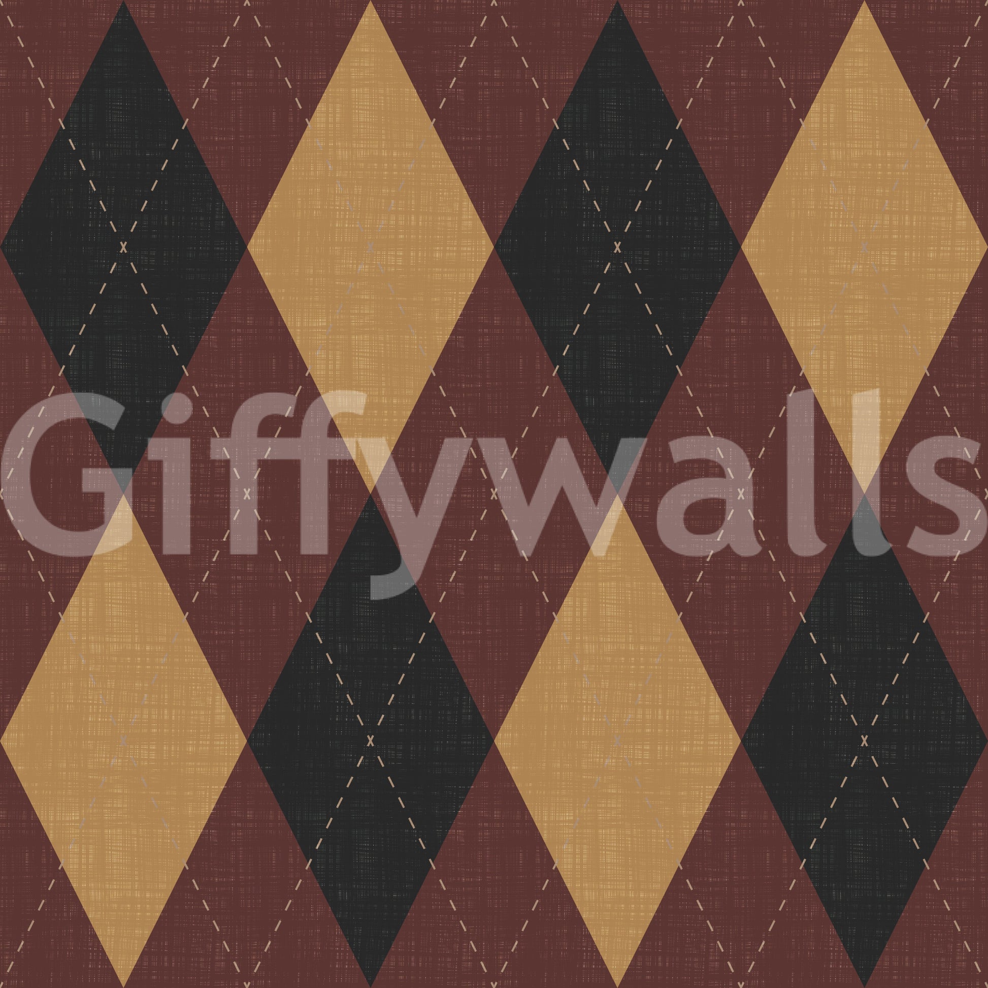 Winter Heritage - Argyle Harlequin Classic Diamond - Dark Moody Mix Wallpaper⁠