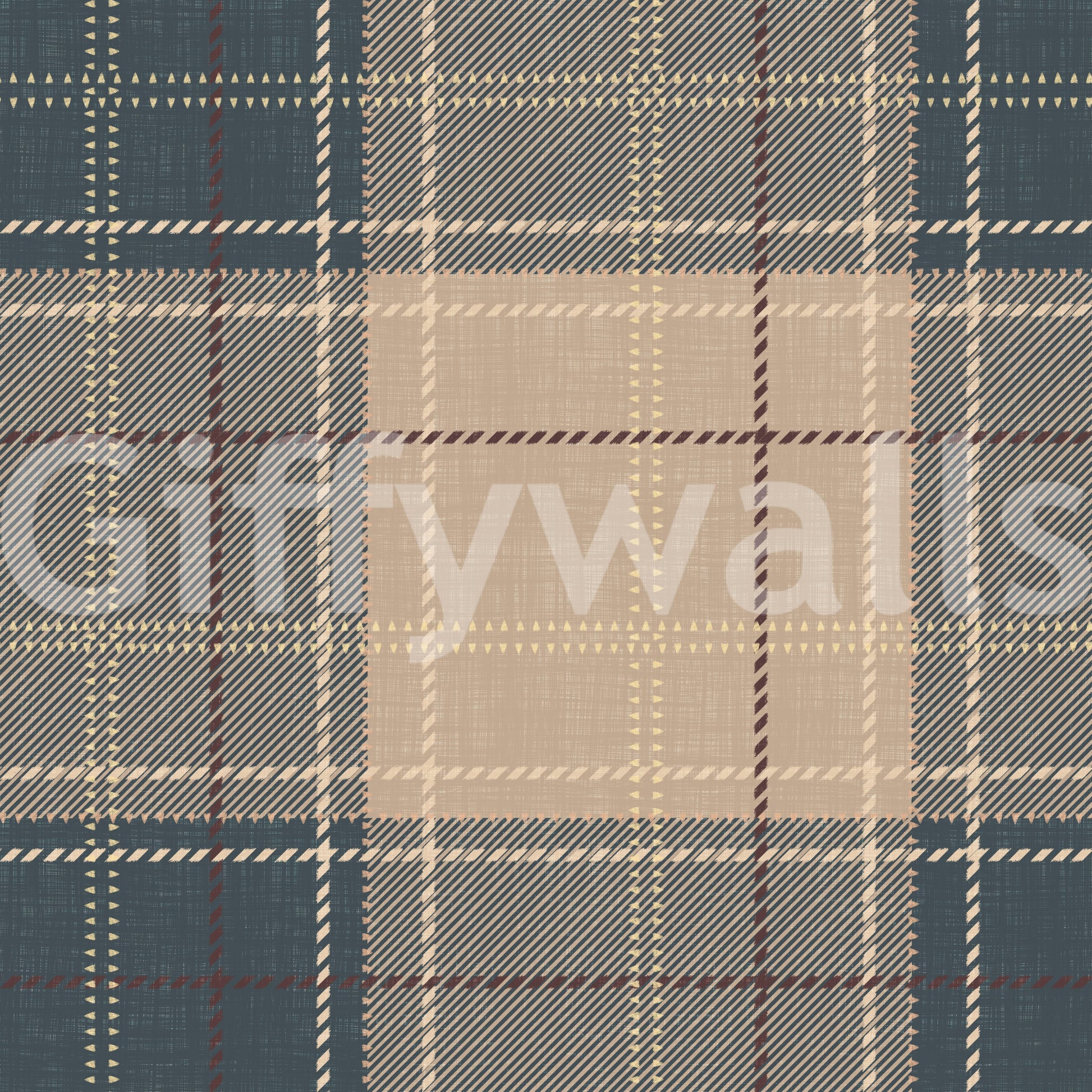 Winter Heritage - Tartan Checkerboard Plaid Block - Crisp Indigo Tint Wallpaper⁠