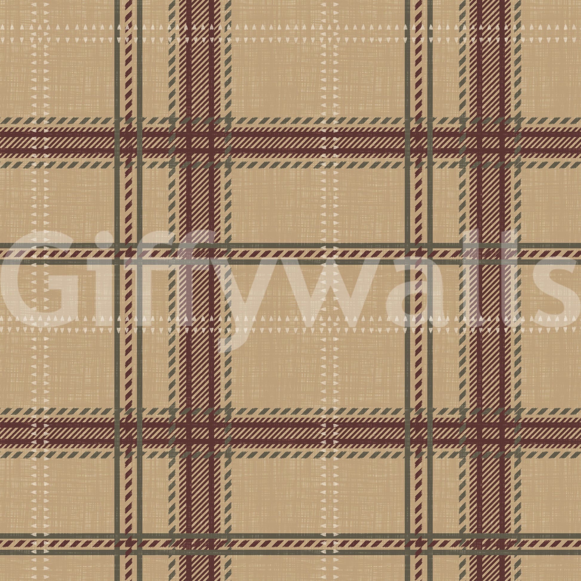 Winter Heritage - Windowpane Tartan Plaid Check - Warm Earth Shade Wallpaper⁠