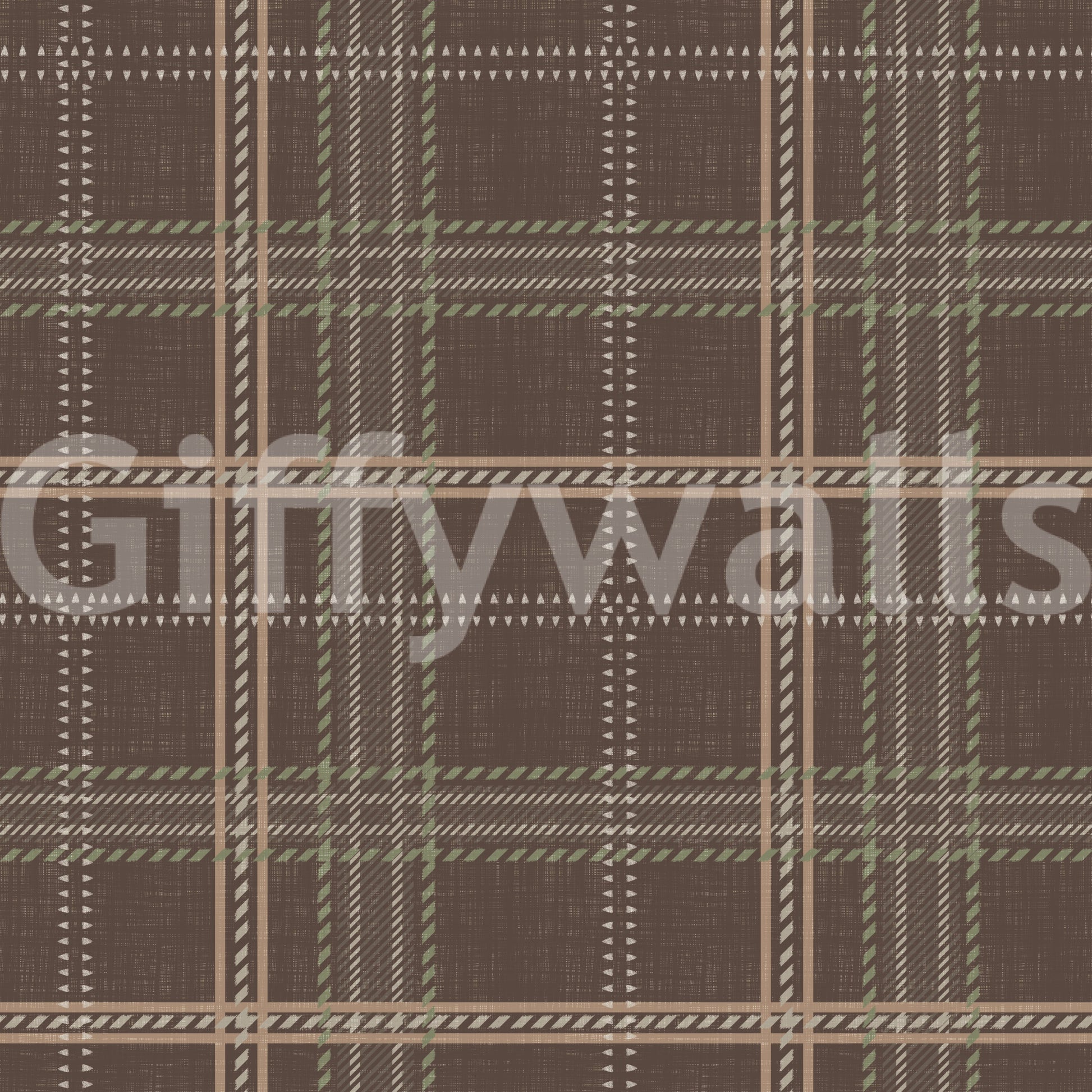 Winter Heritage - Windowpane Tartan Plaid Check - Soft Taupe Blend Wallpaper⁠