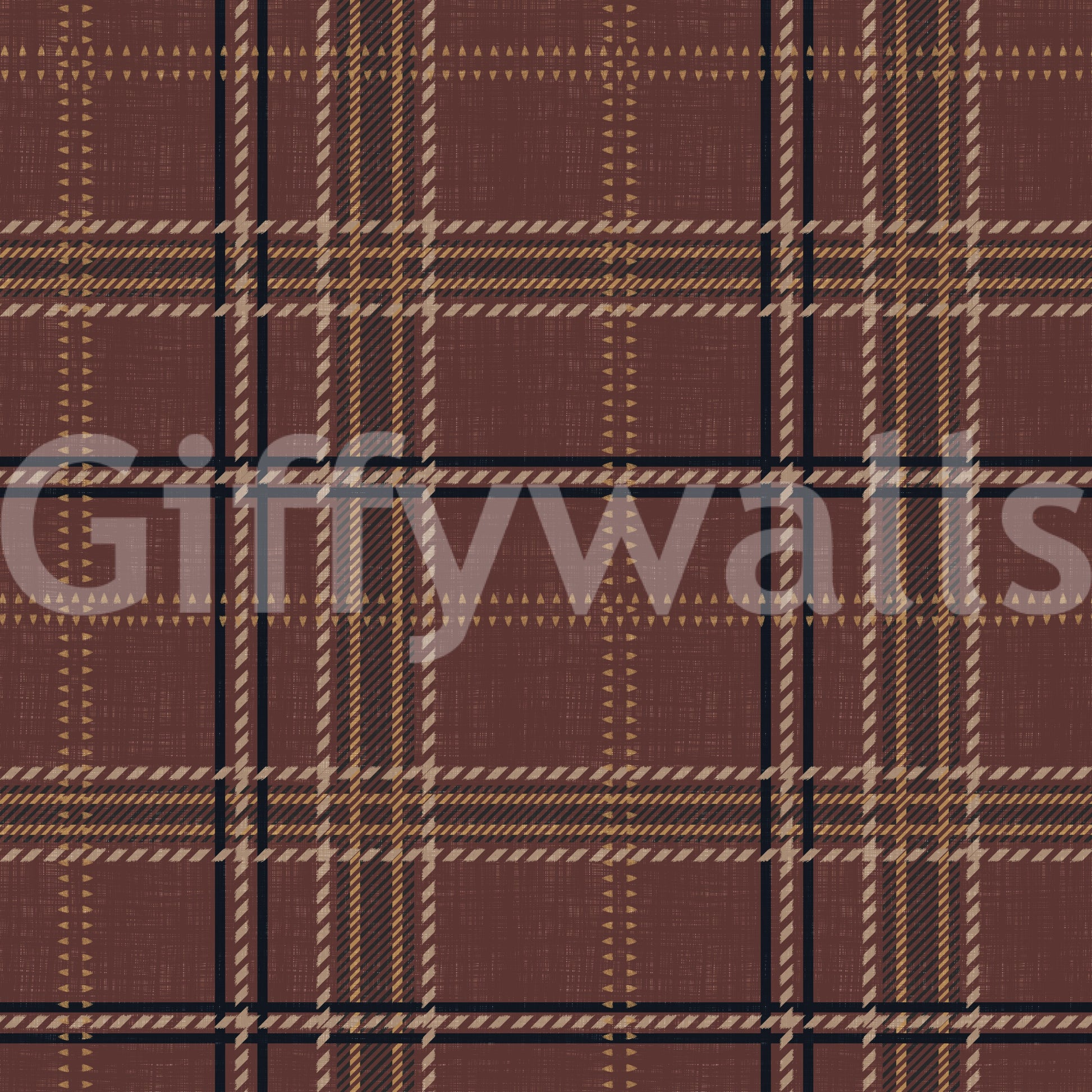 Winter Heritage - Windowpane Tartan Plaid Check - Dark Moody Tone Wallpaper⁠