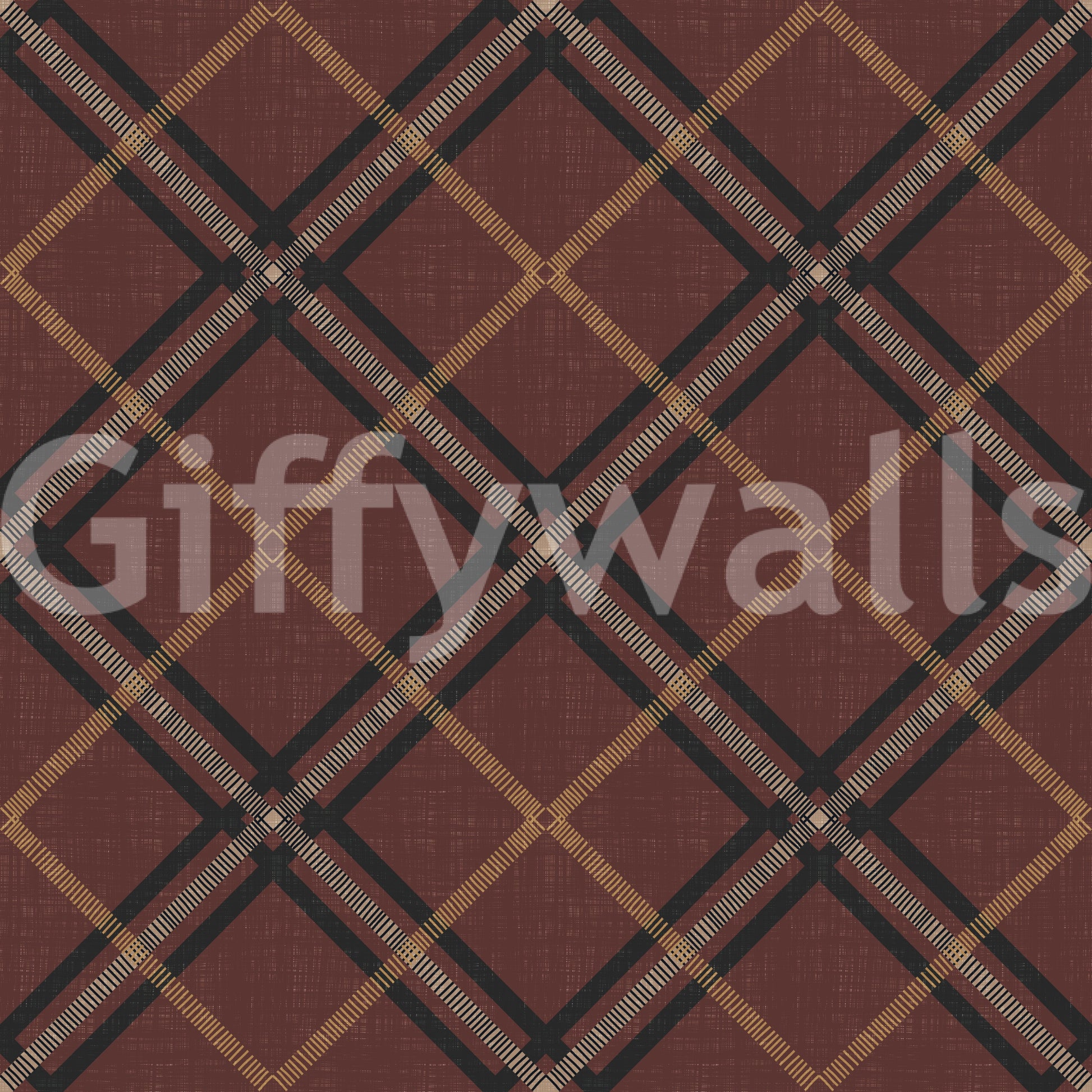 Winter Heritage - Tartan Trellis Plaid Grid - Dark Moody Mix Wallpaper⁠