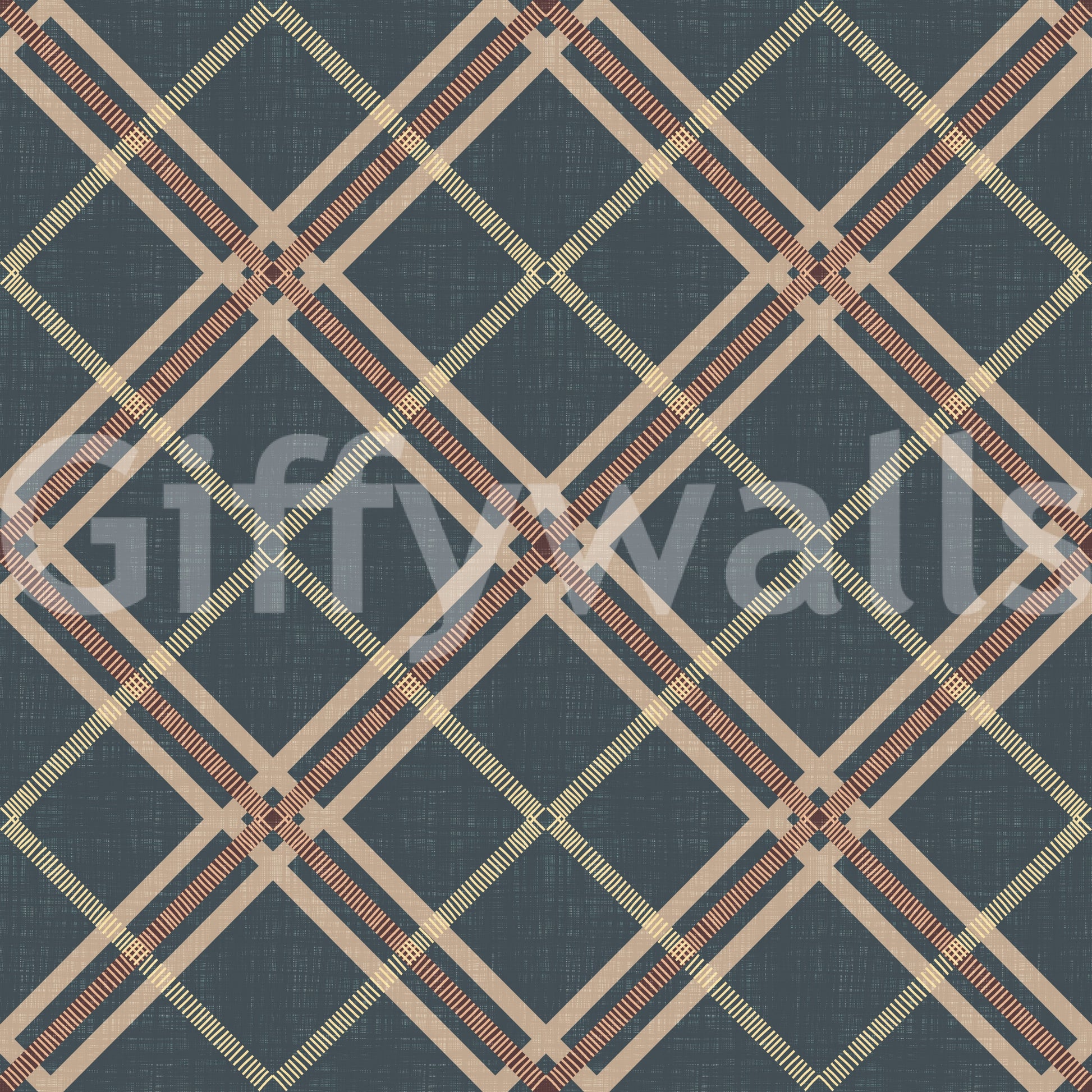 Winter Heritage - Tartan Trellis Plaid Grid - Crisp Cool Tone Wallpaper⁠
