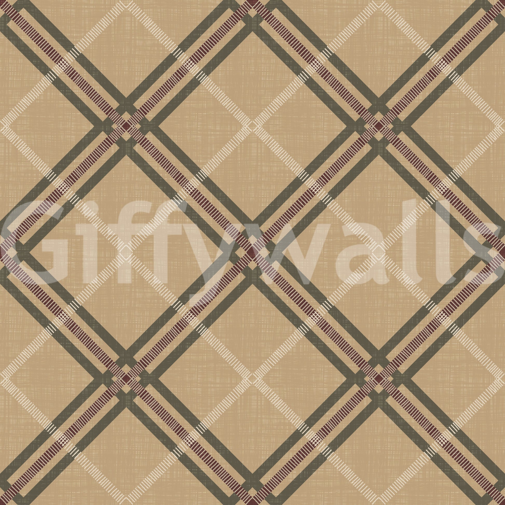 Winter Heritage - Tartan Trellis Plaid Grid - Rich Warm Tones Wallpaper⁠