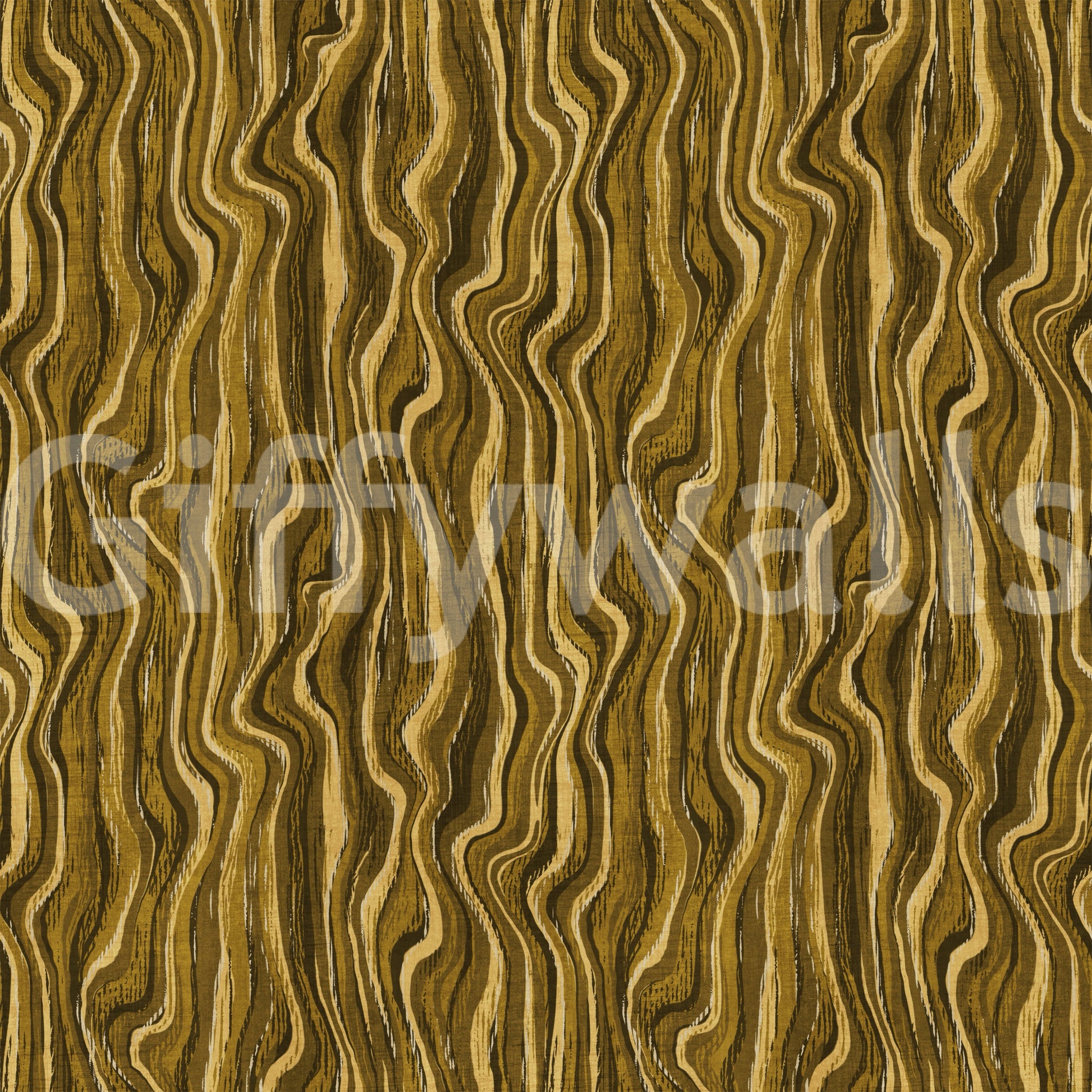 Ochre Abstract Wood Grain Waves Wallpaper⁠