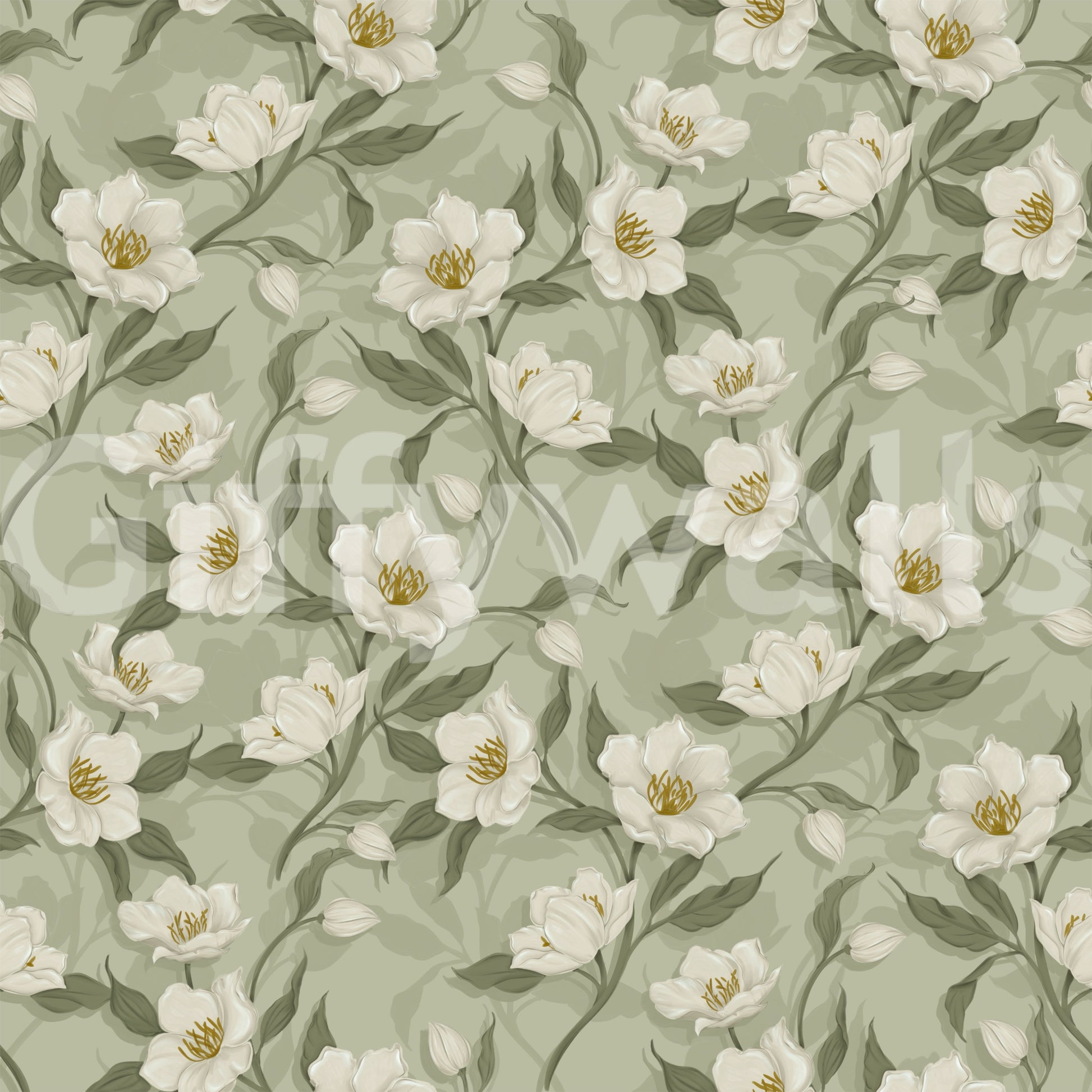 Cottage Chique - sage Wallpaper⁠
