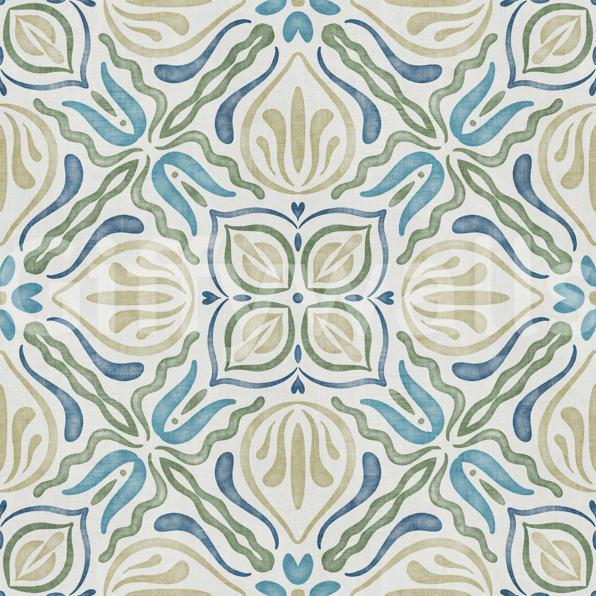 Fluid Azure Flora Wallpaper⁠