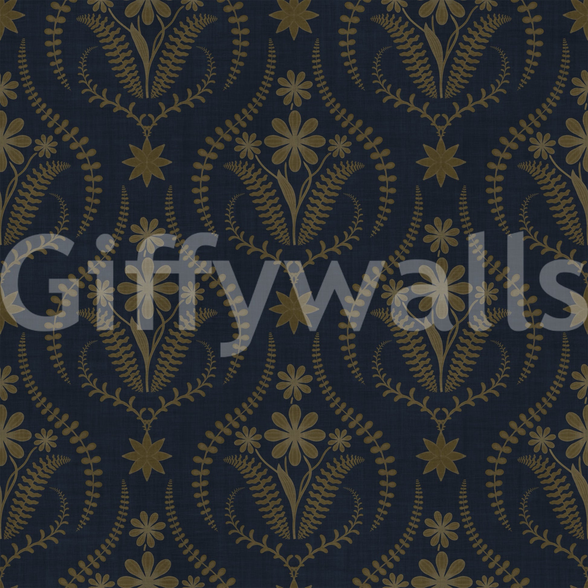 Midnight Floral Damask Pattern Wallpaper⁠