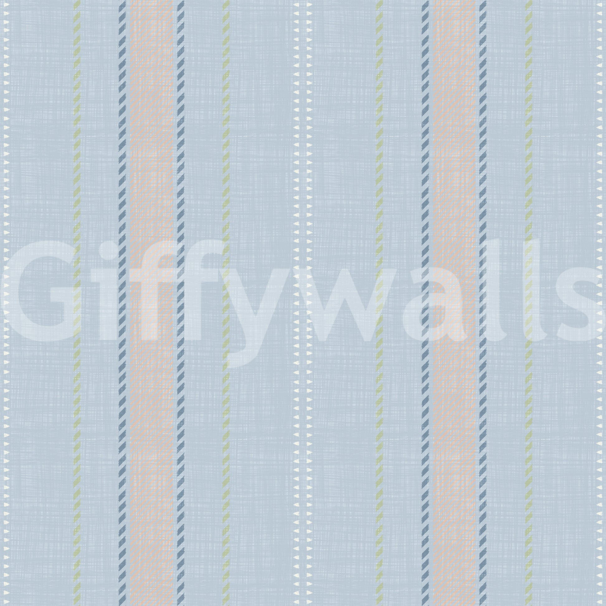Heritager Ticking Stripes - Vintage French Blue & Blush Pink Linen Texture Wallpaper⁠