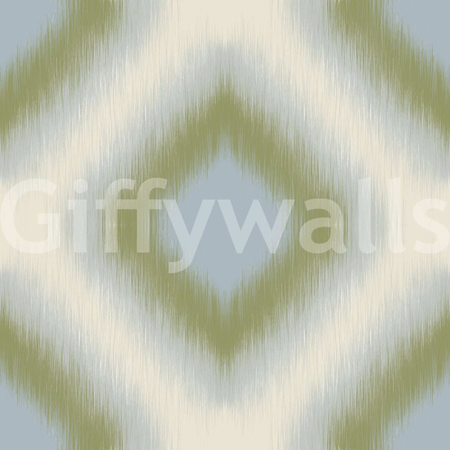 Heritage Ikat - Sage Green and French Blue Grandmillennial Diamonds Wallpaper⁠