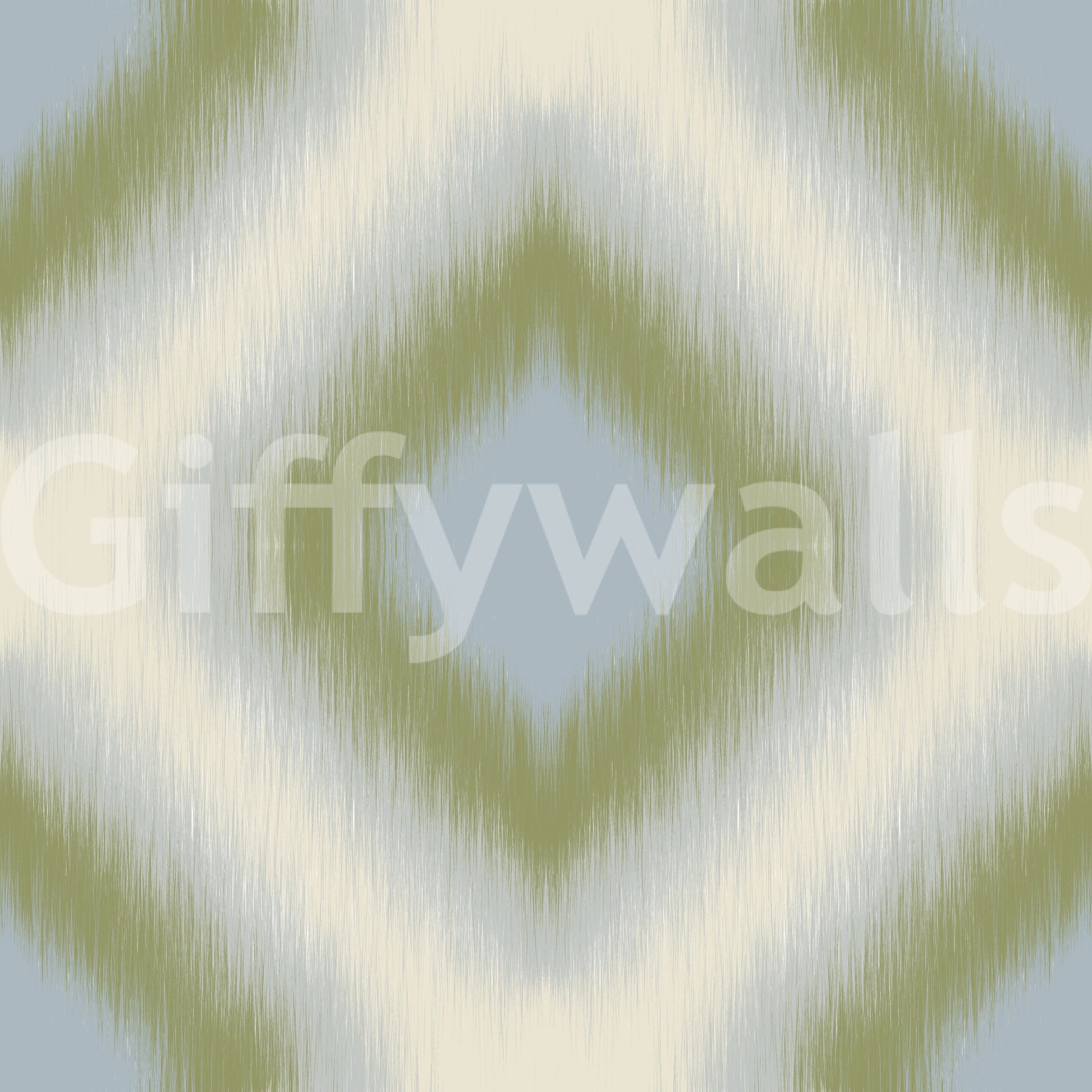 Heritage Ikat - Sage Green and French Blue Grandmillennial Diamonds Wallpaper⁠