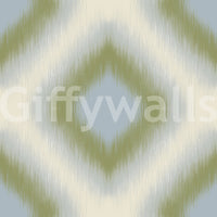 Heritage Ikat - Sage Green and French Blue Grandmillennial Diamonds Wallpaper⁠