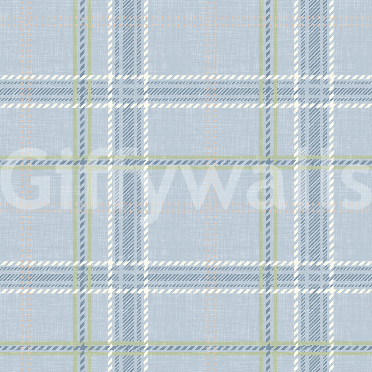 Blue windowpane tartan check wallpaper pattern swatch GD12760