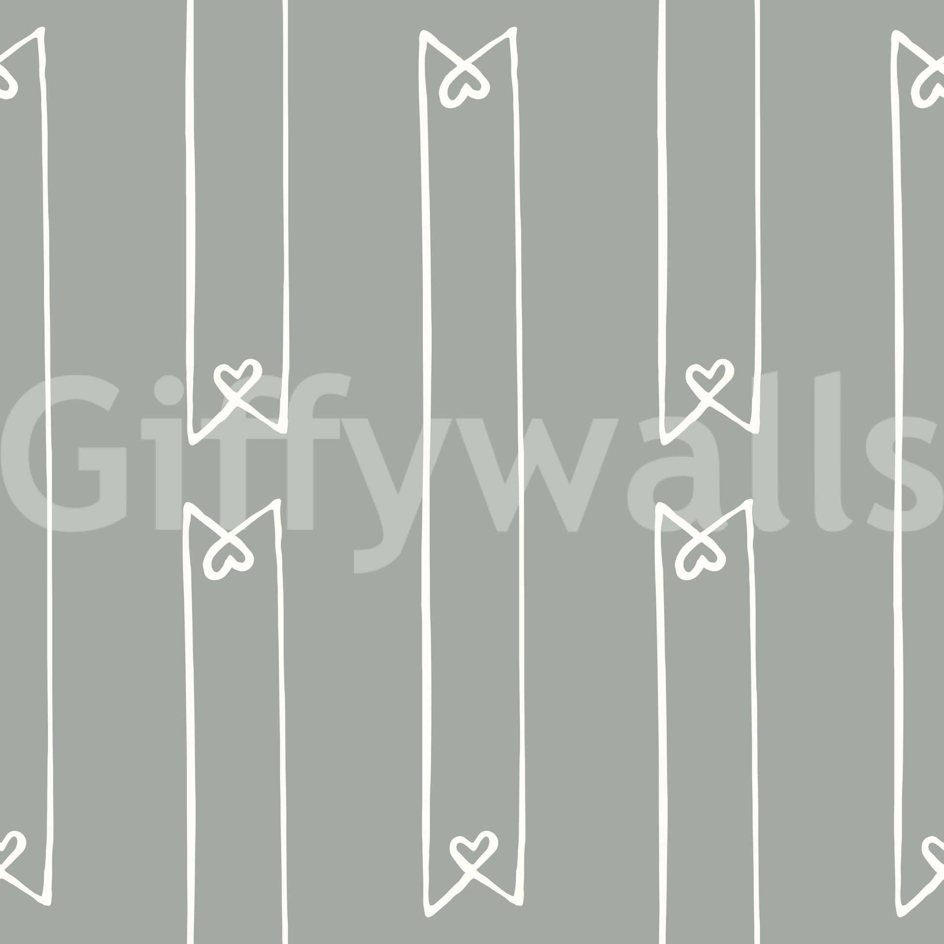 Minimalist Heart Ribbon Stripe Wallpaper⁠