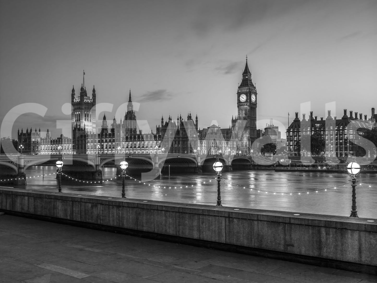 Westminster Riverside Twilight Wall Mural