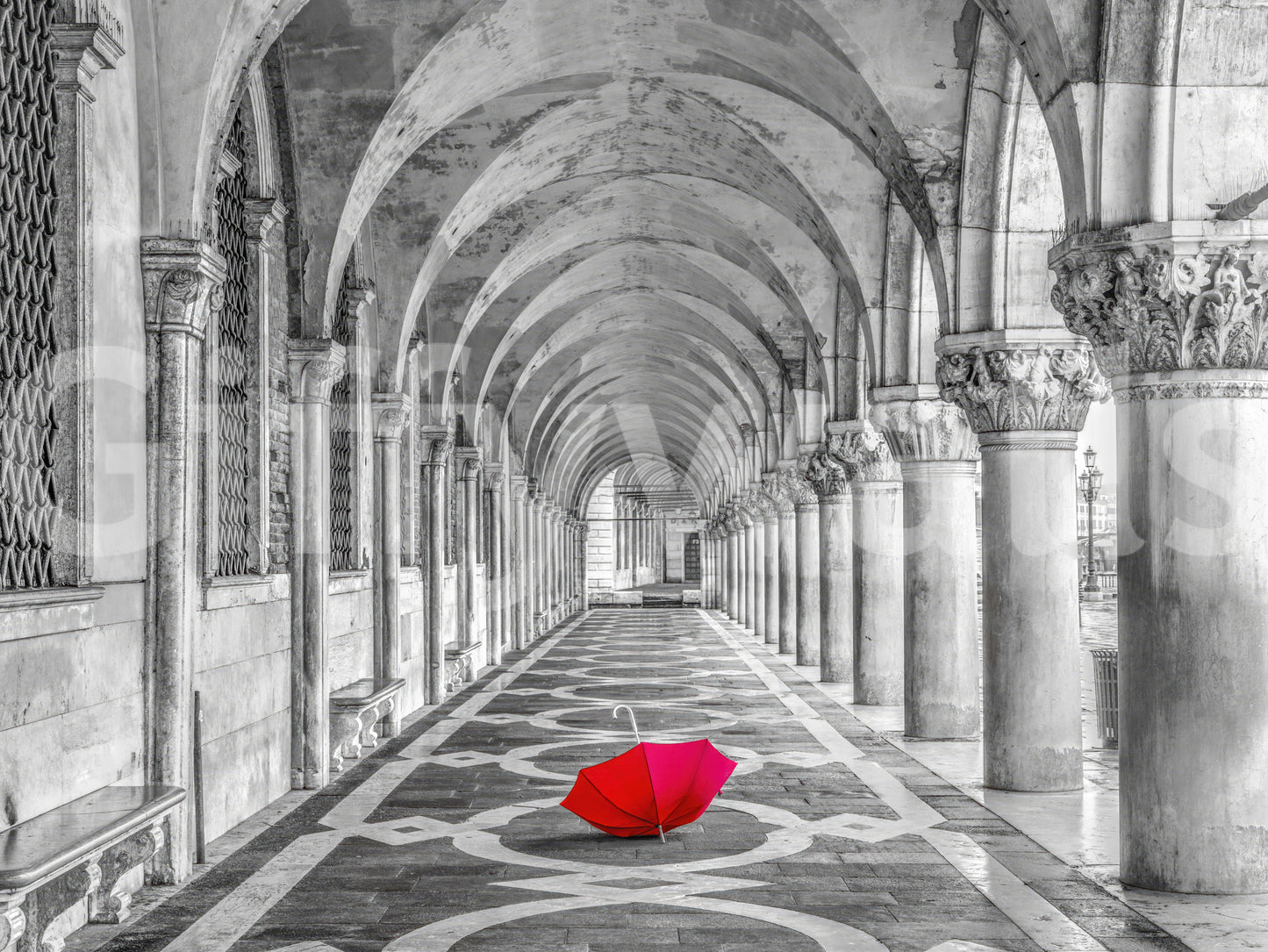 Italian Stone Corridor Perspective Wall Mural