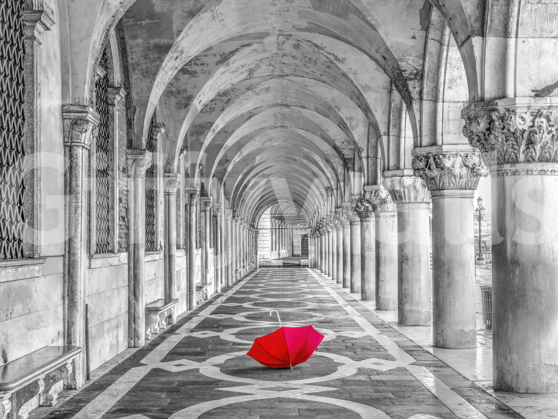 Italian Stone Corridor Perspective Wall Mural