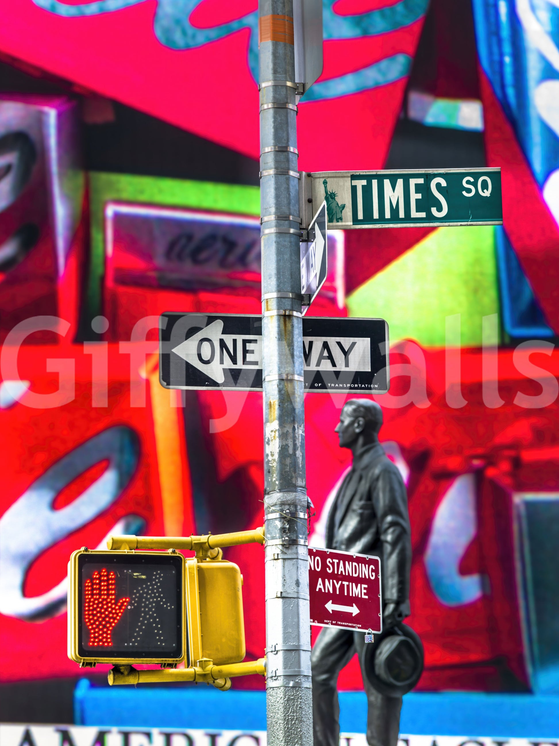Neon Manhattan Intersection Wall Mural