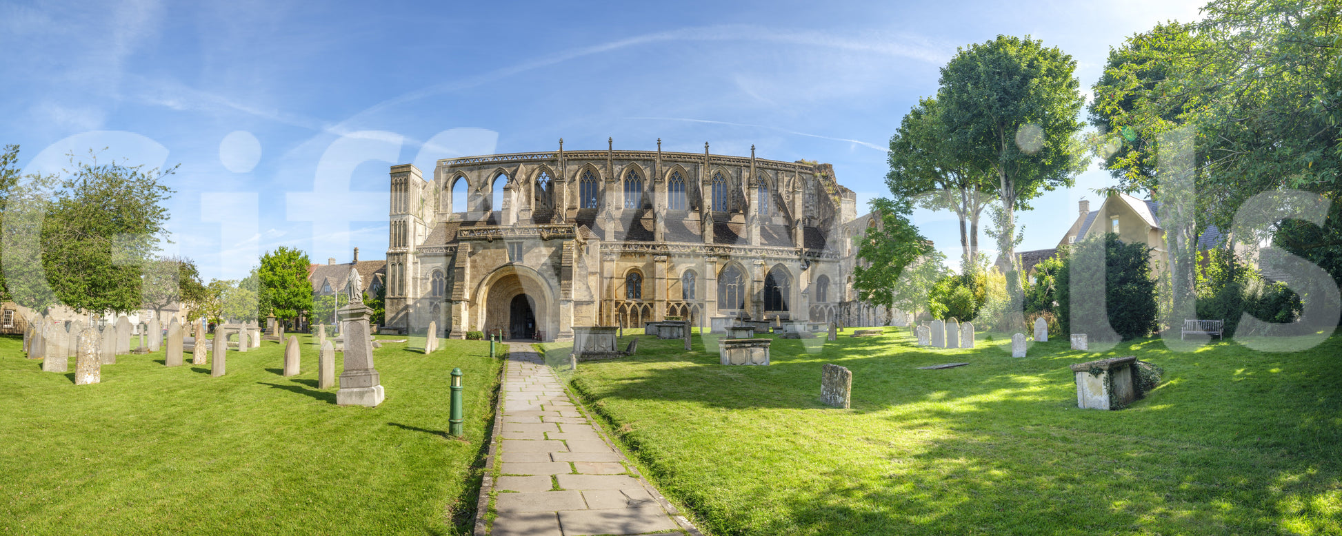 Stone Abbey Garden Vista Wall Mural