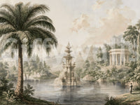 Serene Park Pond and Classical Architecture Wall Mural
