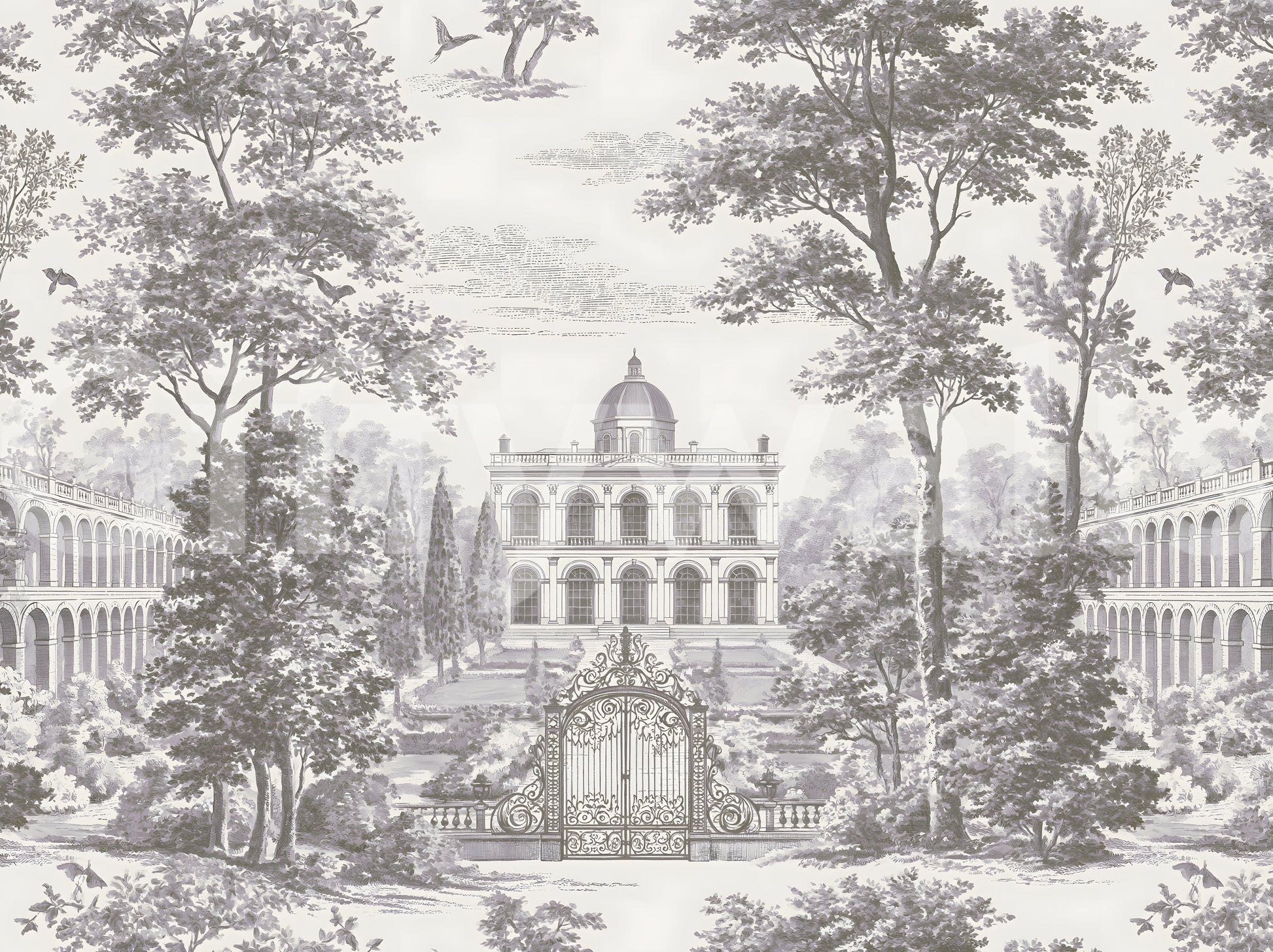 Grand Estate Garden Scene Wall Mural
