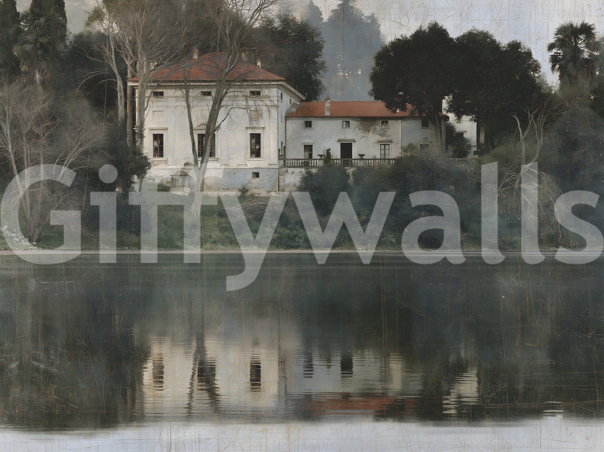 Aged European Estate Reflections Wall Mural