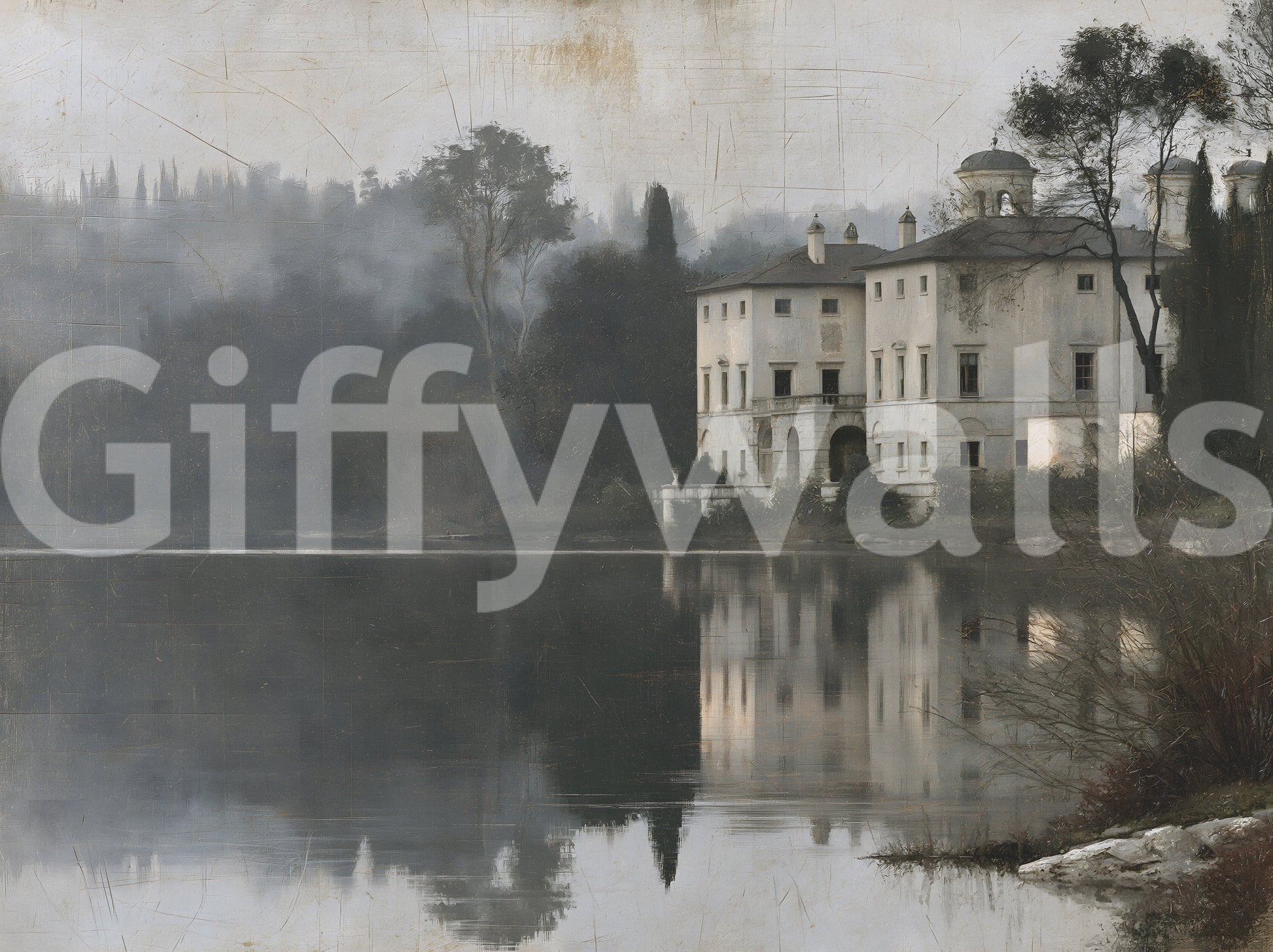 Aged Canvas Waterfront Retreat Wall Mural