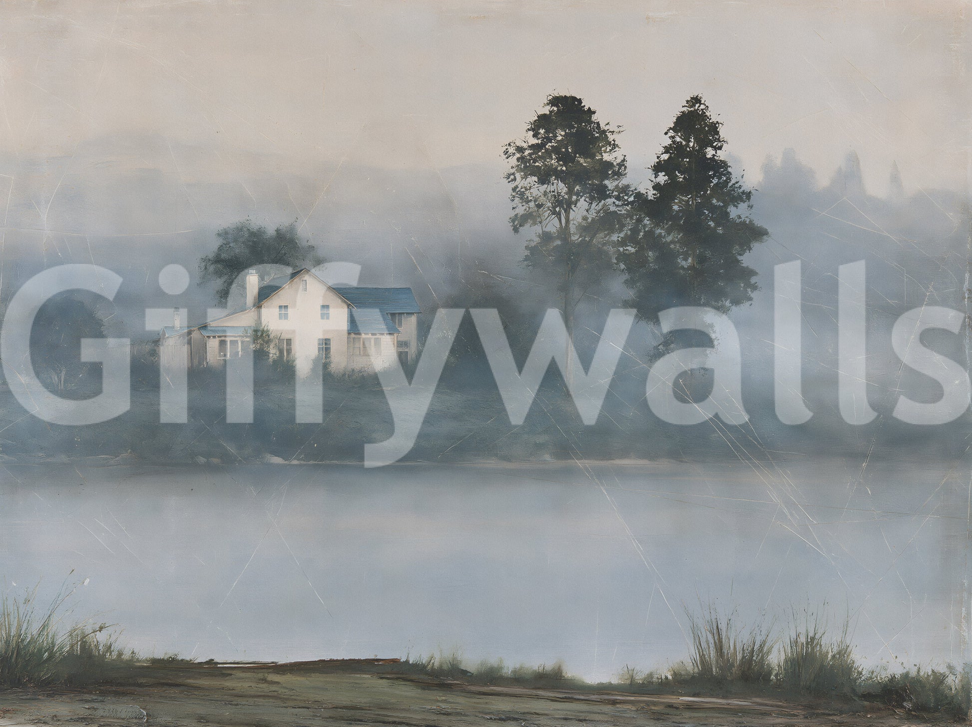 Foggy Morning Shoreline Retreat Wall Mural