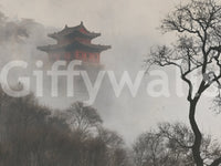 Misty Pagoda Mountain Retreat Wall Mural