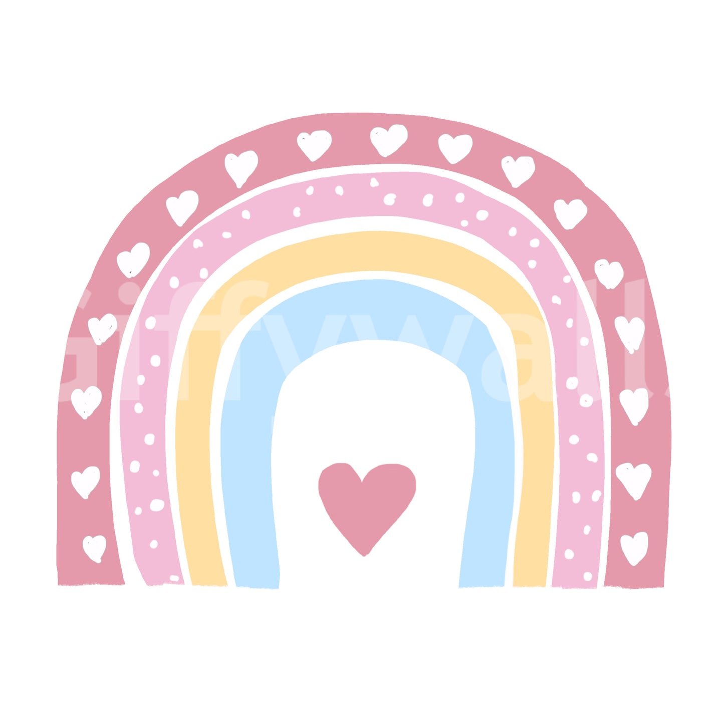 Soft Pastel Rainbow Heart Arch Wall Mural
