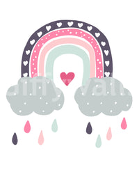Heart-Filled Rainbow Nursery Whimsy Wall Mural