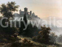 Forgotten Fortress in Morning Mist Wall Mural