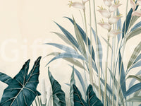 Modern Alocasia and Heliconia Flourish Wall Mural