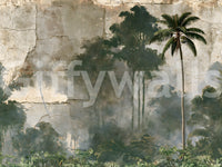 Misty Palm Forest Plaster Effect Wall Mural
