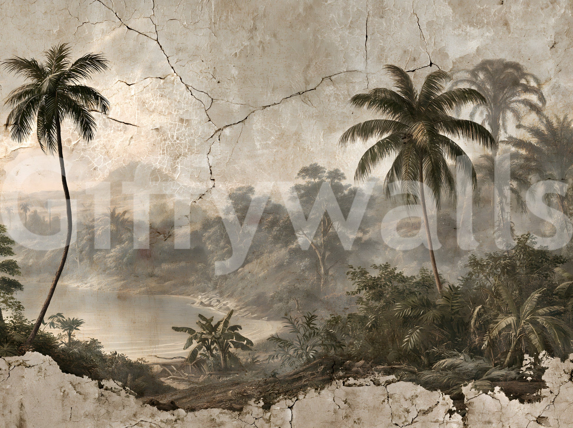 Aged Plaster Coastal Vista Wall Mural