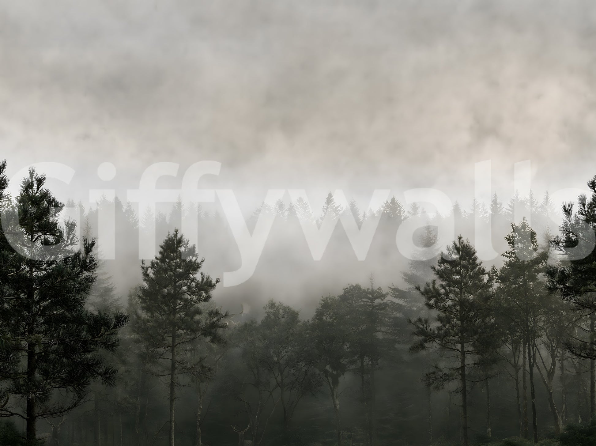Sylvan Mist Monochrome Scene Wall Mural
