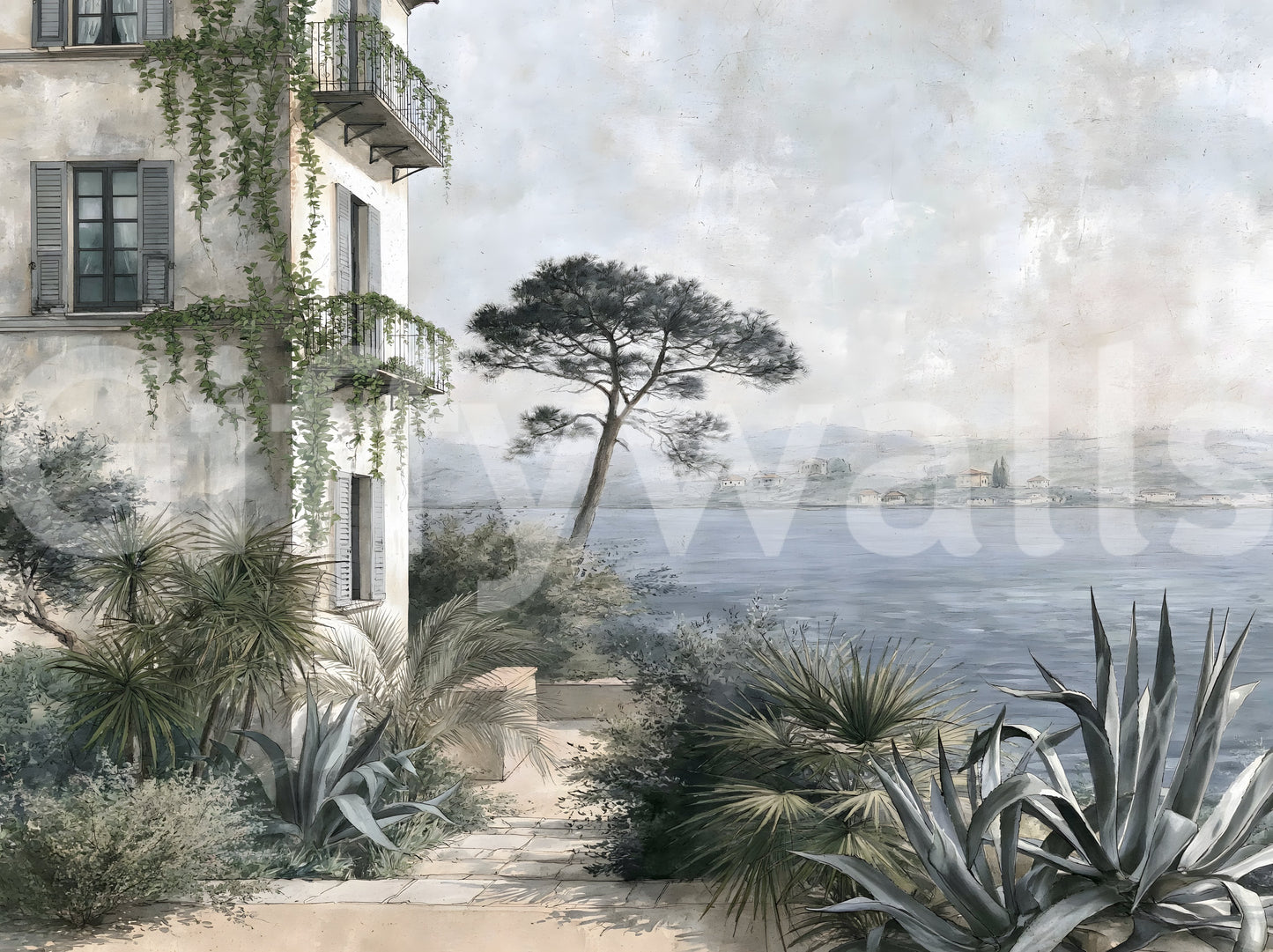 Mediterranean Coastal Haven Wall Mural