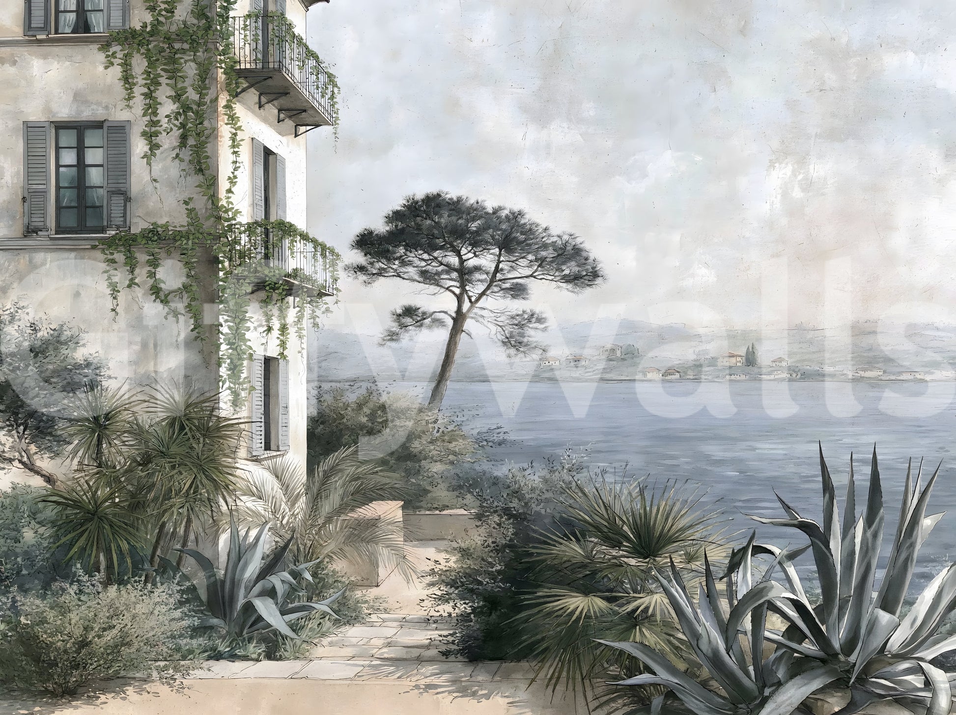 Mediterranean Coastal Haven Wall Mural