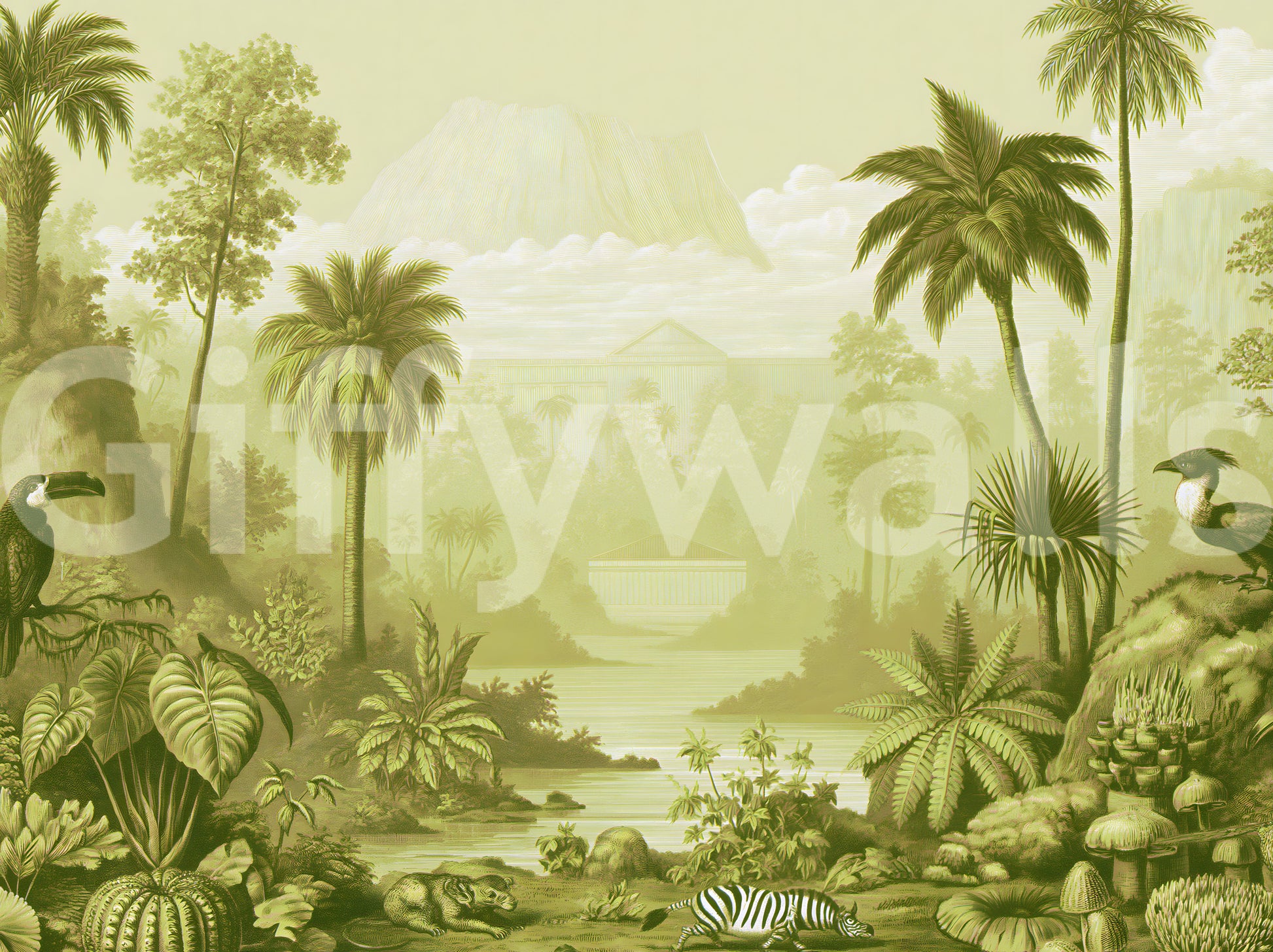 Verdant Jungle Panorama Wall Mural