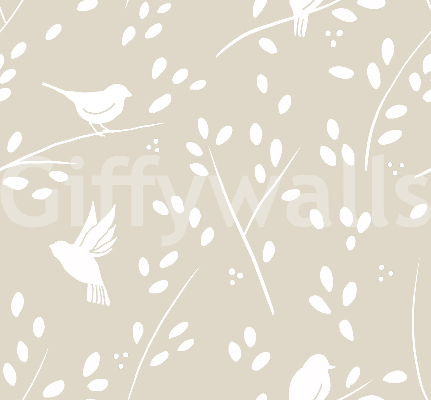 Serene Minimalist Garden Birds in Soft Taupe Wallpaper⁠