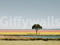 Minimalist Desert Oasis Landscape Wall Mural