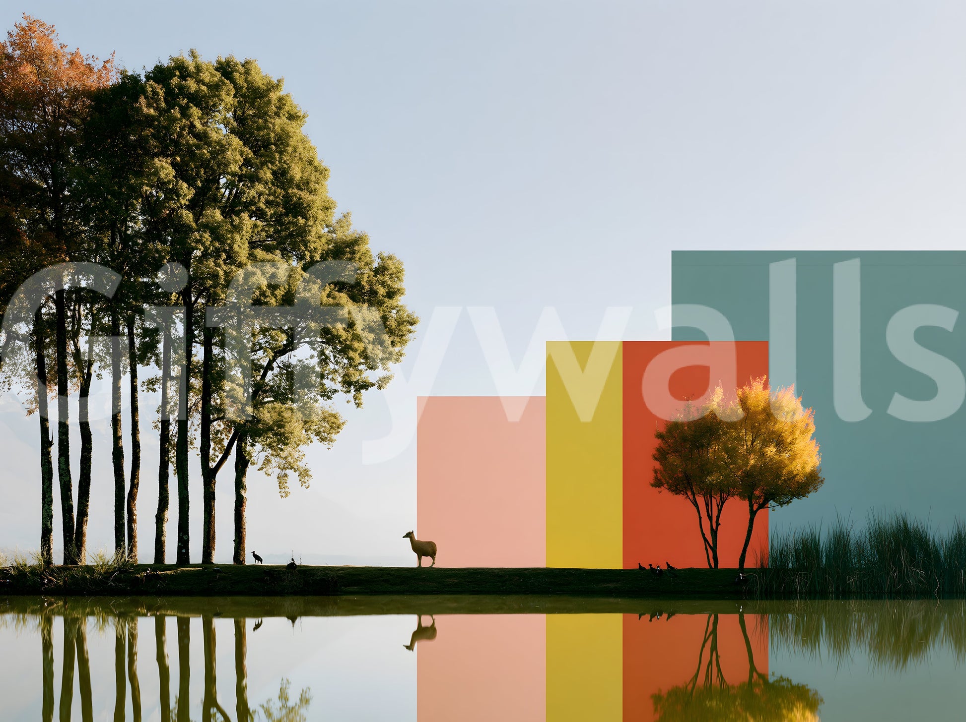 Minimalist Landscape Reflection Wall Mural