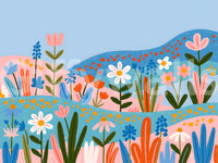 Bohemian Spring Meadow Landscape Wall Mural