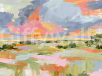 Sunset Brushstrokes Landscape Wall Mural