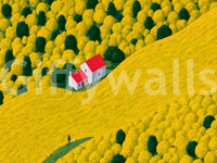 Sunlit Rural Cottage Landscape Wall Mural