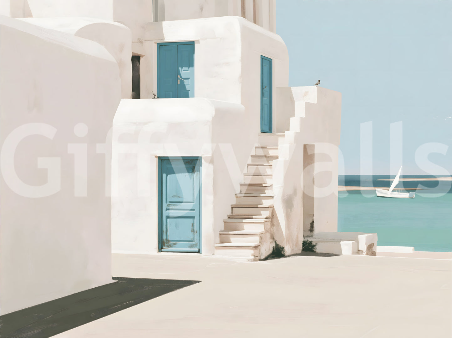 Mediterranean Sea Breeze Study Wall Mural