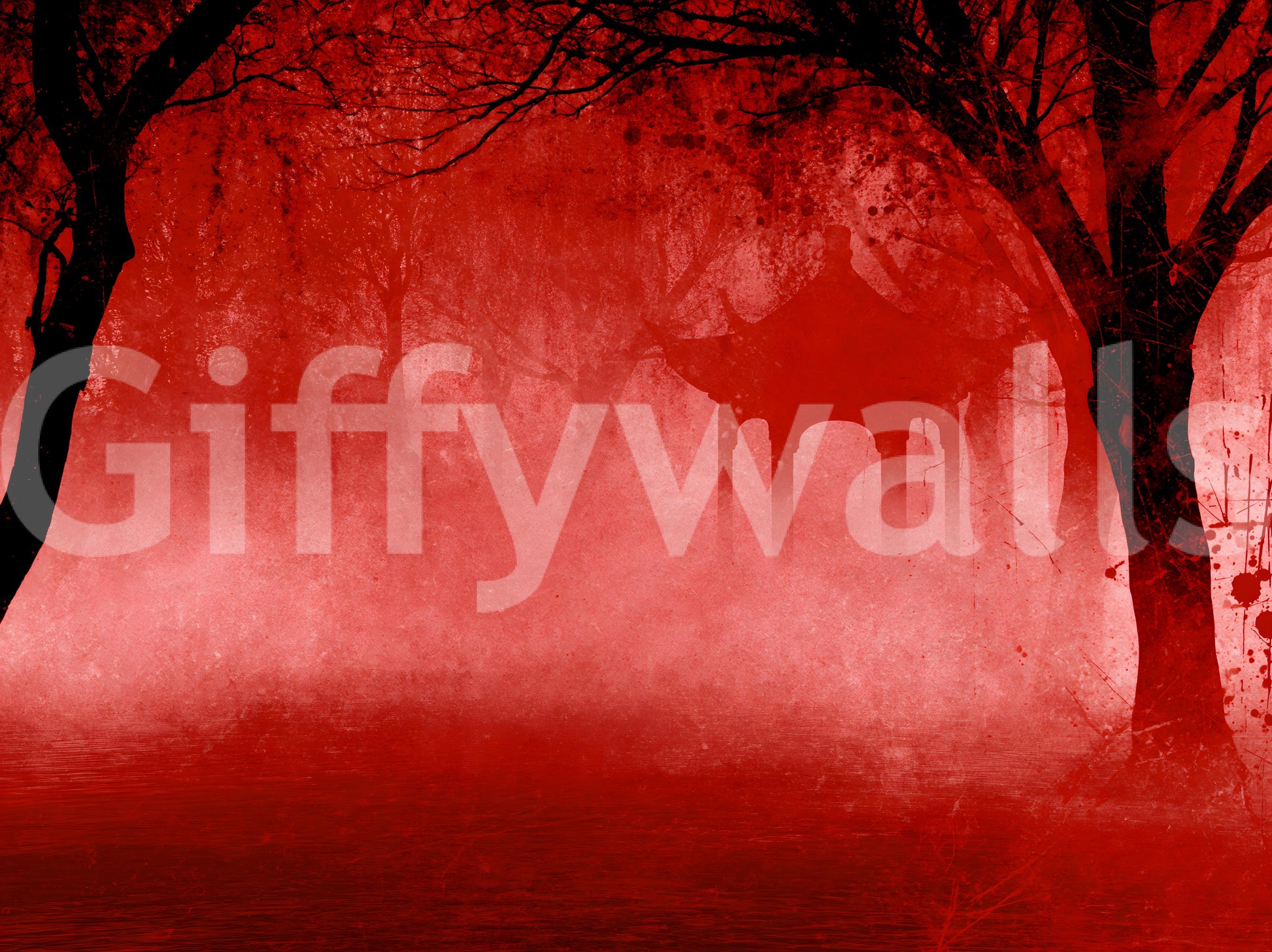Crimson Pagoda Mist Wall Mural