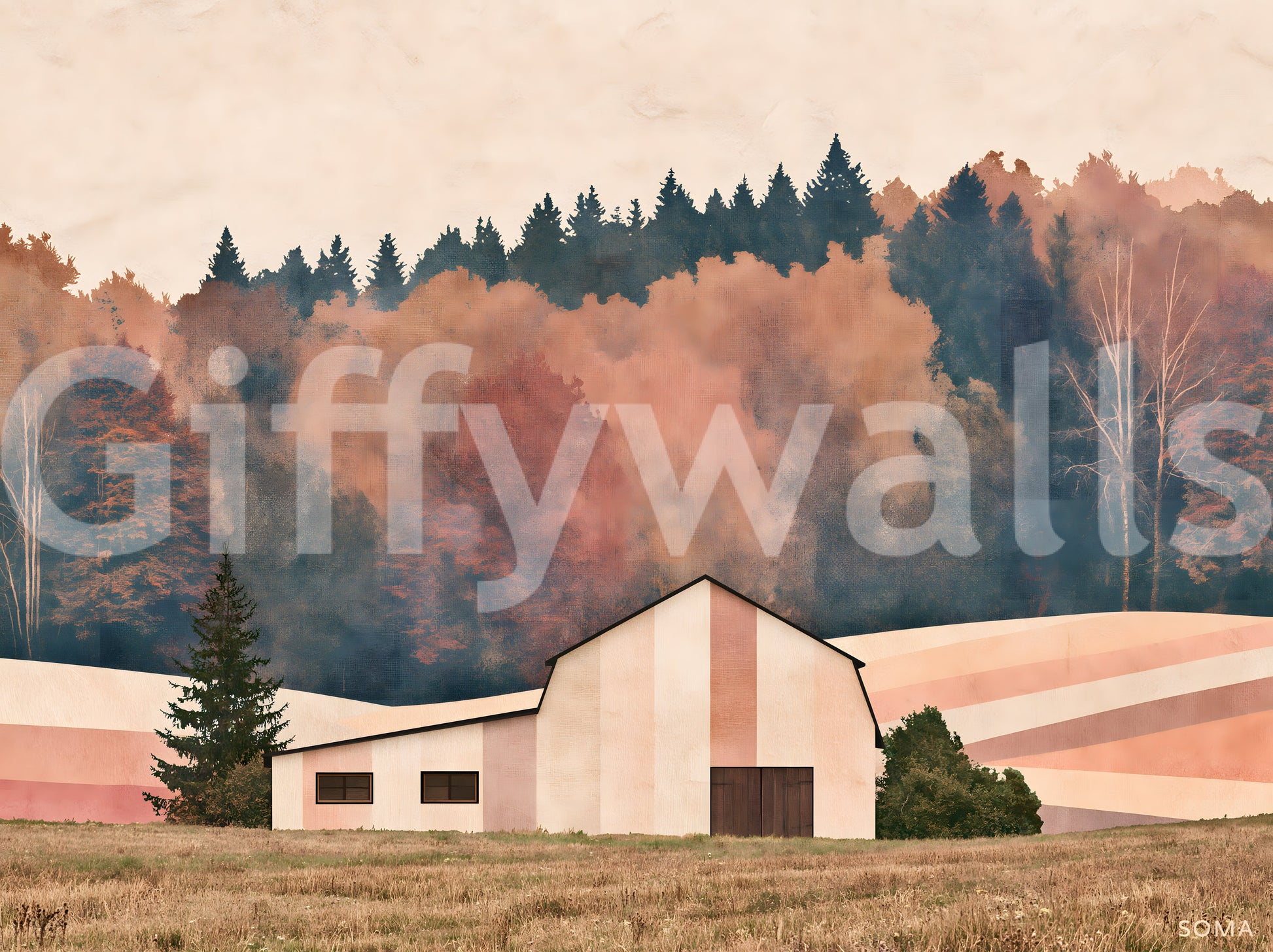 Rustic Autumnal Barn Countryside Wall Mural