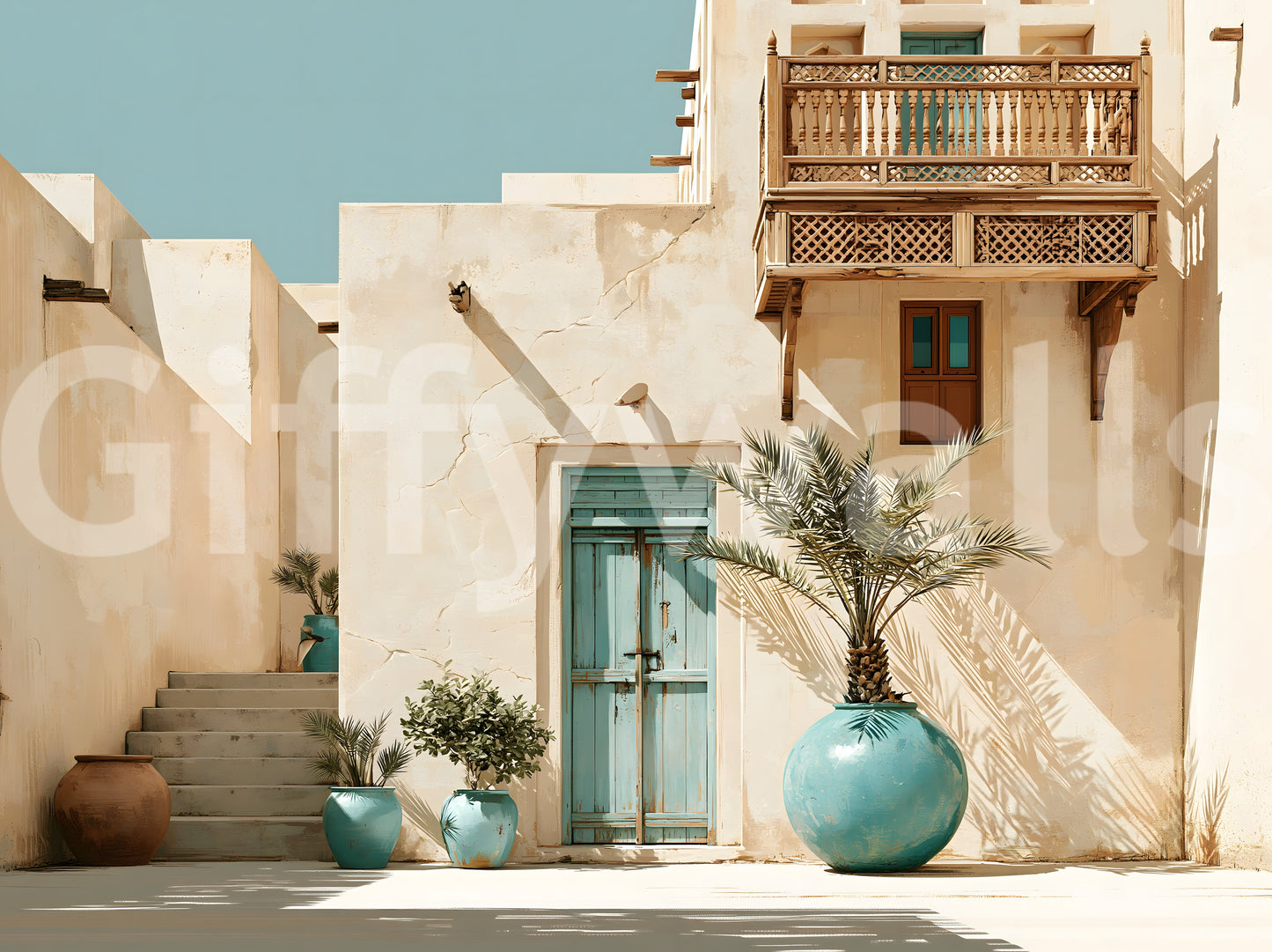 Middle Eastern Courtyard Oasis Wall Mural