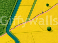 Golden Fields and Winding Stream Landscape Wall Mural